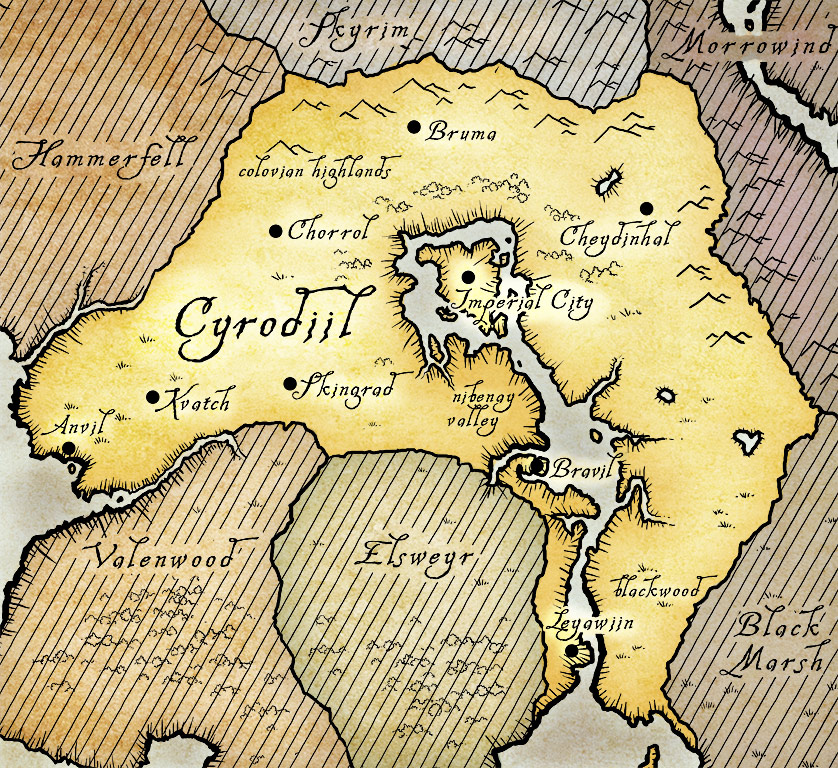 Lore Cyrodiil The Unofficial Elder Scrolls Pages UESP   LO Map Cyrodiil (Oblivion Codex) 