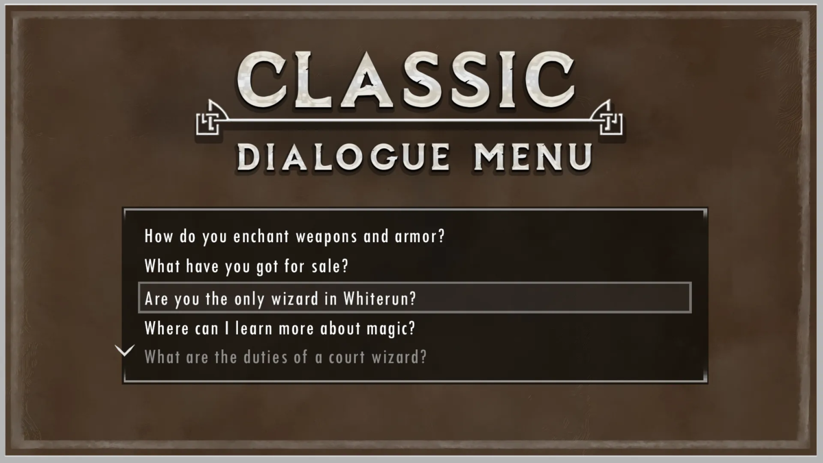 skyrim classic dialogue menu