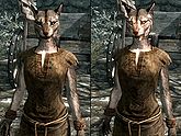 A female Khajiit, before and after becoming a vampire