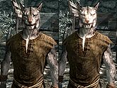 A male Khajiit, before and after becoming a vampire